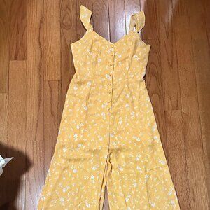 Francesca's Yellow Floral Jumpsuit